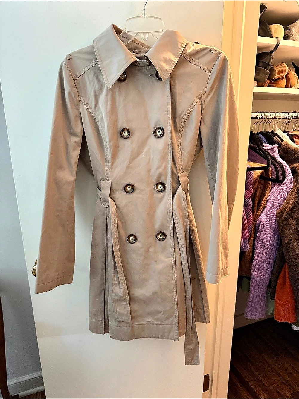 Michael Kors Women'Small Trench Coat in Beige Size Small